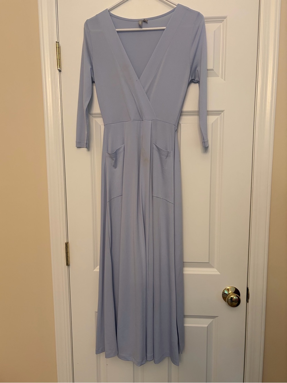ASOS Pale Blue V-Neck Long Sleeve Maxi Dress